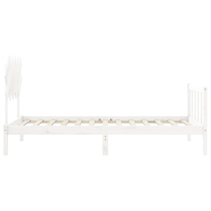 Bed Frame with Headboard White 100x200 cm Solid Wood