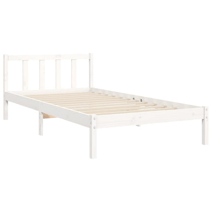 Bed Frame with Headboard White 100x200 cm Solid Wood