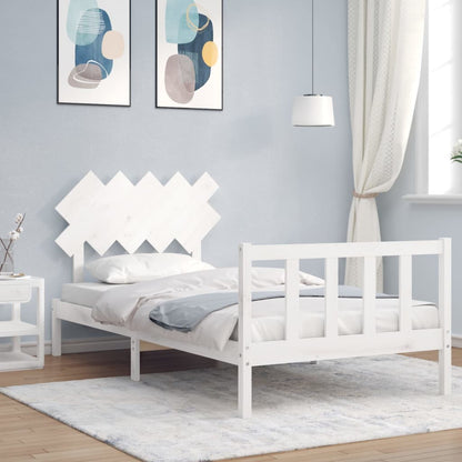 Bed Frame with Headboard White 100x200 cm Solid Wood