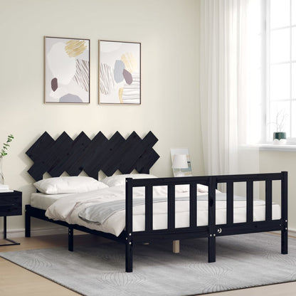 Bed Frame without Mattress Black 140x200 cm Solid Wood Pine