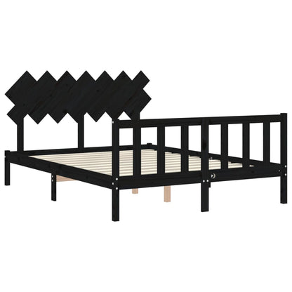 Bed Frame without Mattress Black 140x200 cm Solid Wood Pine