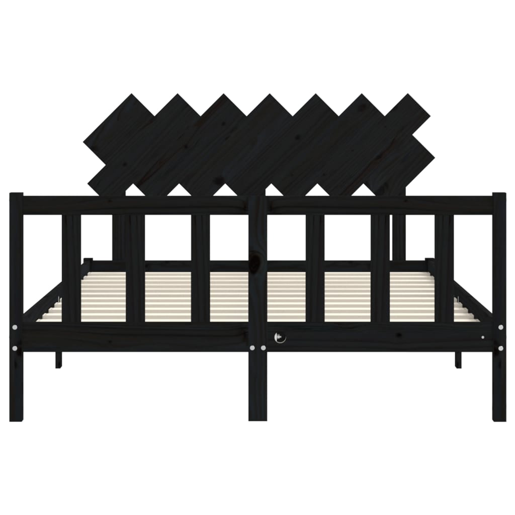 Bed Frame without Mattress Black 140x200 cm Solid Wood Pine