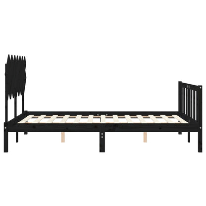 Bed Frame without Mattress Black 140x200 cm Solid Wood Pine