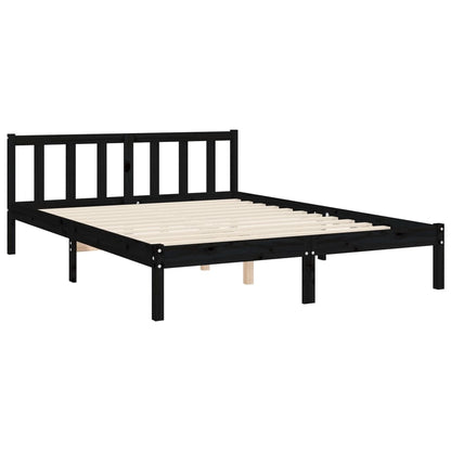 Bed Frame without Mattress Black 140x200 cm Solid Wood Pine