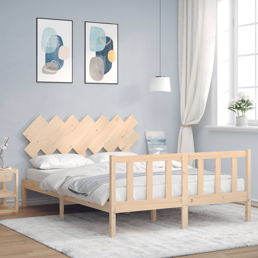 Bed Frame without Mattress King Size Solid Wood Pine