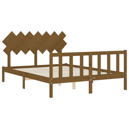 Bed Frame without Mattress Honey Brown King Size Solid Wood Pine