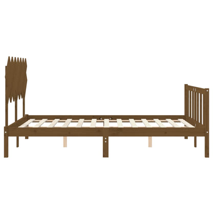 Bed Frame without Mattress Honey Brown King Size Solid Wood Pine