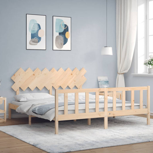 Bed Frame with Headboard Super King Size Solid Wood