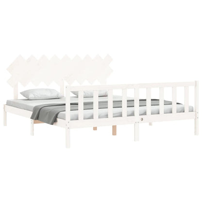 Bed Frame without Mattress White Super King Size Solid Wood Pine