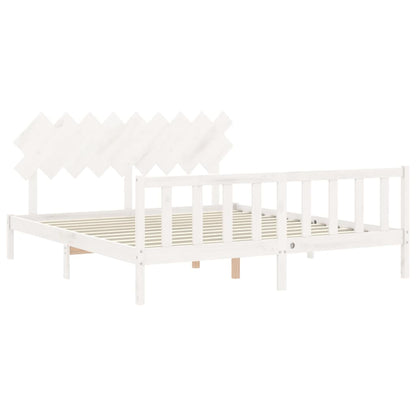 Bed Frame without Mattress White Super King Size Solid Wood Pine