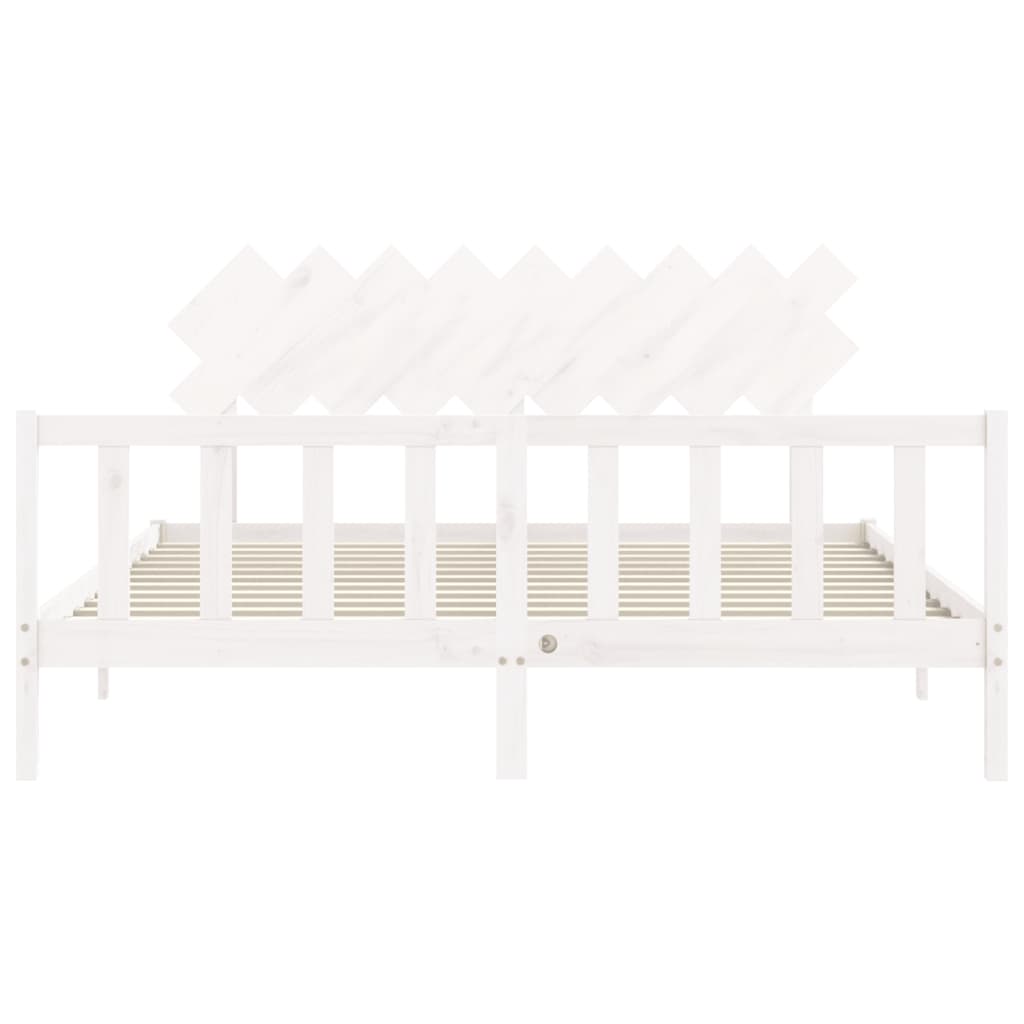 Bed Frame without Mattress White Super King Size Solid Wood Pine