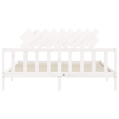 Bed Frame without Mattress White Super King Size Solid Wood Pine