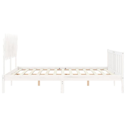 Bed Frame without Mattress White Super King Size Solid Wood Pine