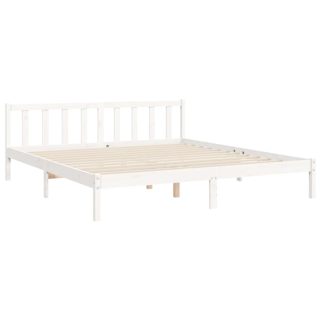 Bed Frame without Mattress White Super King Size Solid Wood Pine