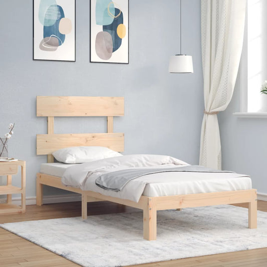 Bed Frame with Headboard Single Solid Wood