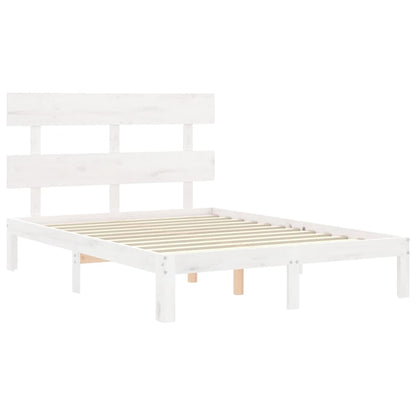 Bed Frame without Mattress White Small Double Solid Wood Pine