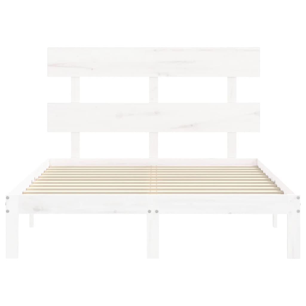 Bed Frame without Mattress White Small Double Solid Wood Pine