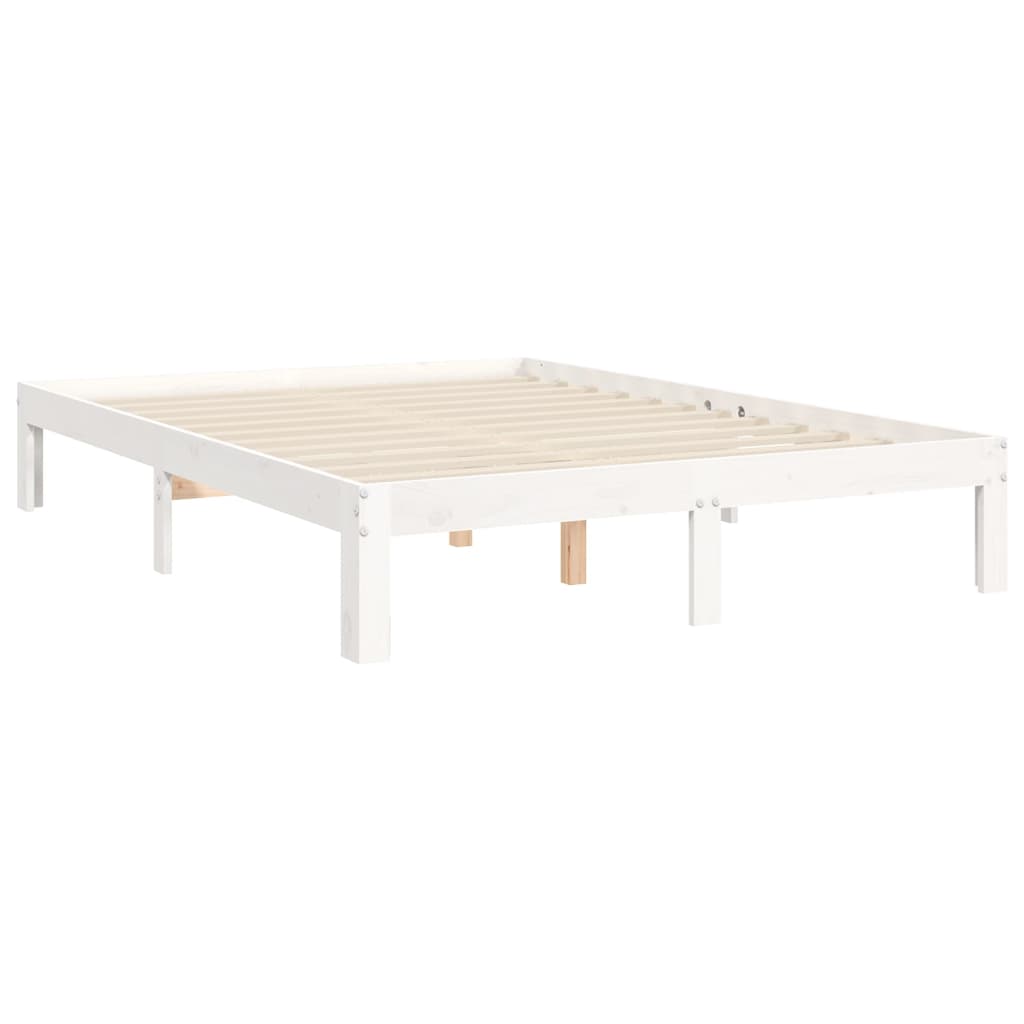 Bed Frame without Mattress White Small Double Solid Wood Pine