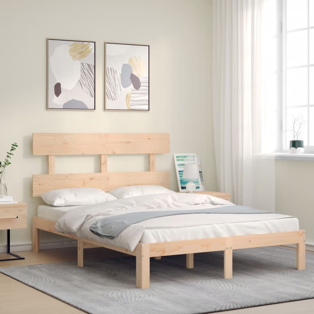 Bed Frame without Mattress Double Solid Wood Pine