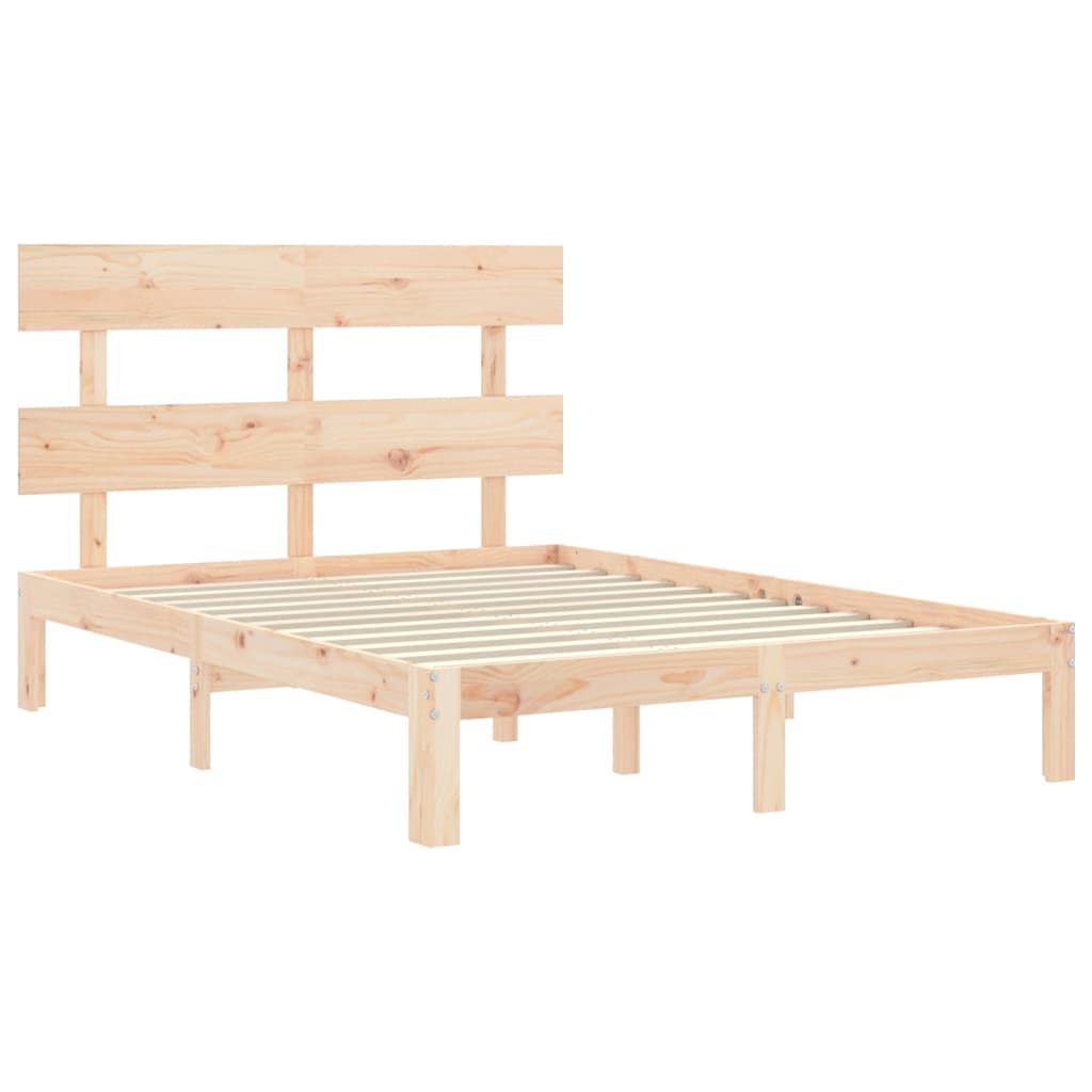 Bed Frame without Mattress Double Solid Wood Pine