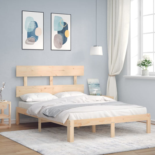 Bed Frame without Mattress Double Solid Wood Pine