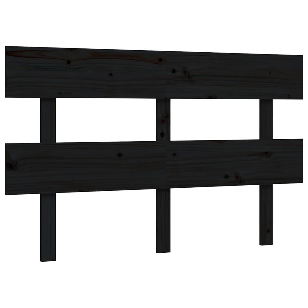 Bed Frame with Headboard Black Double Solid Wood