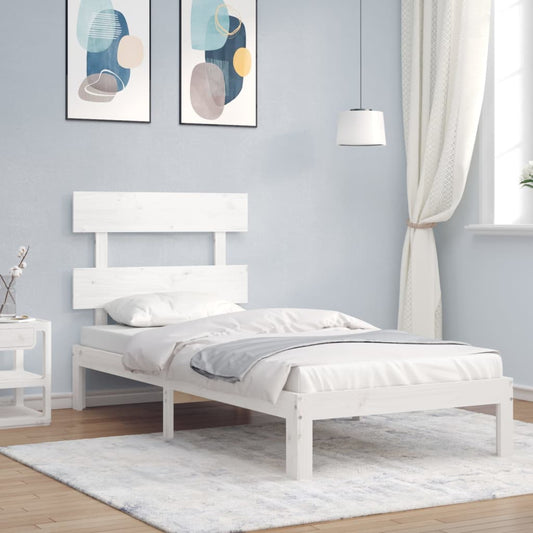 Bed Frame with Headboard White 90x200 cm Solid Wood