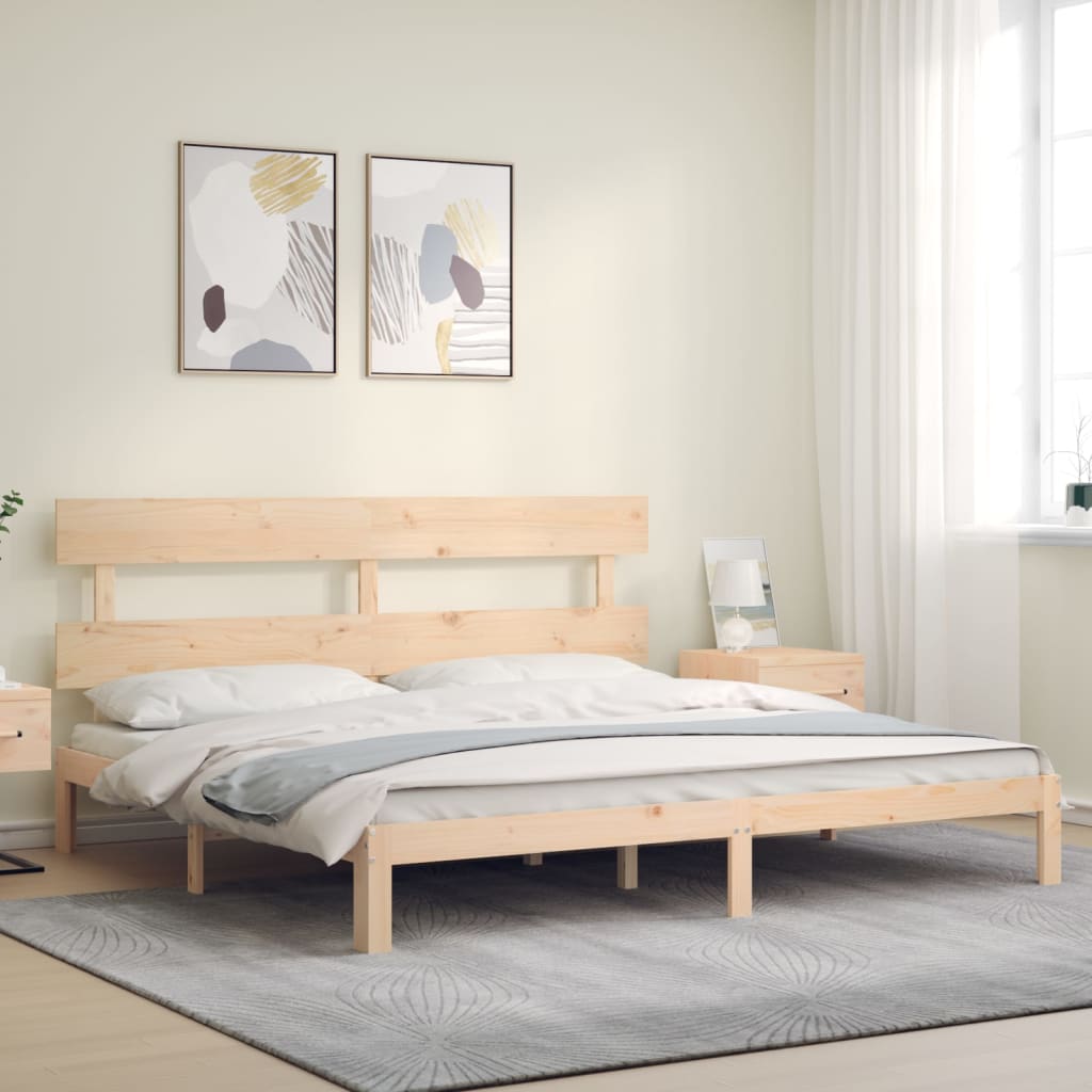 Bed Frame without Mattress Super King Size Solid Wood Pine