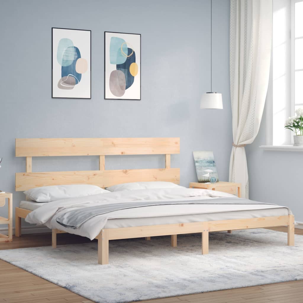 Bed Frame without Mattress Super King Size Solid Wood Pine