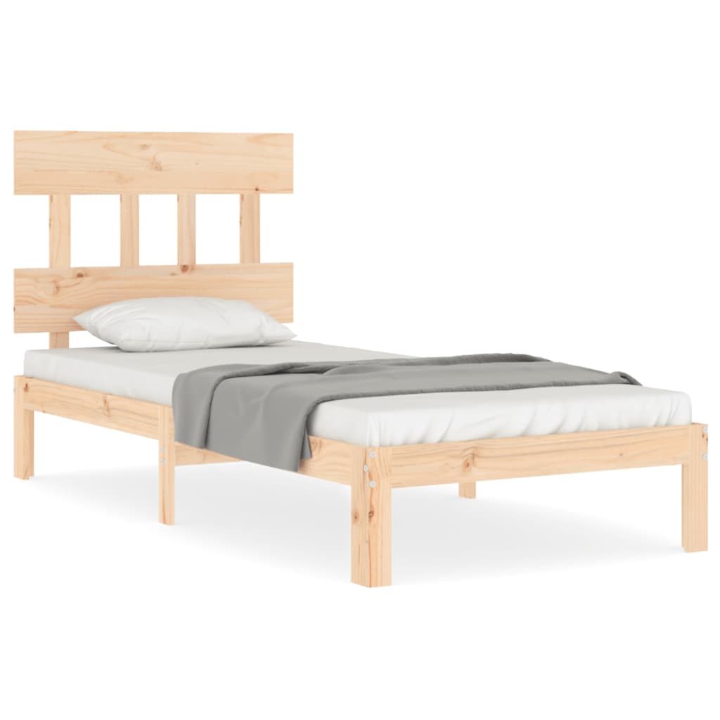 Bed Frame with Headboard Single Solid Wood