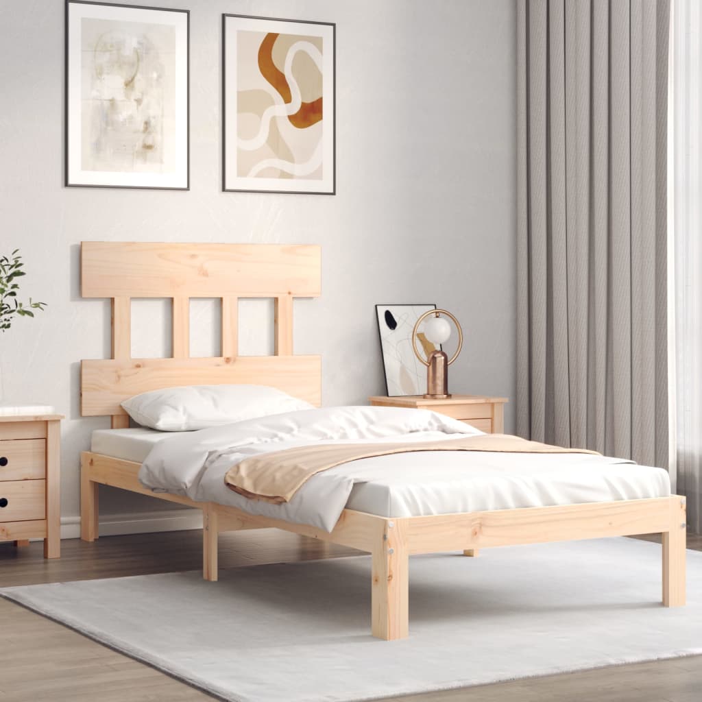 Bed Frame with Headboard Single Solid Wood