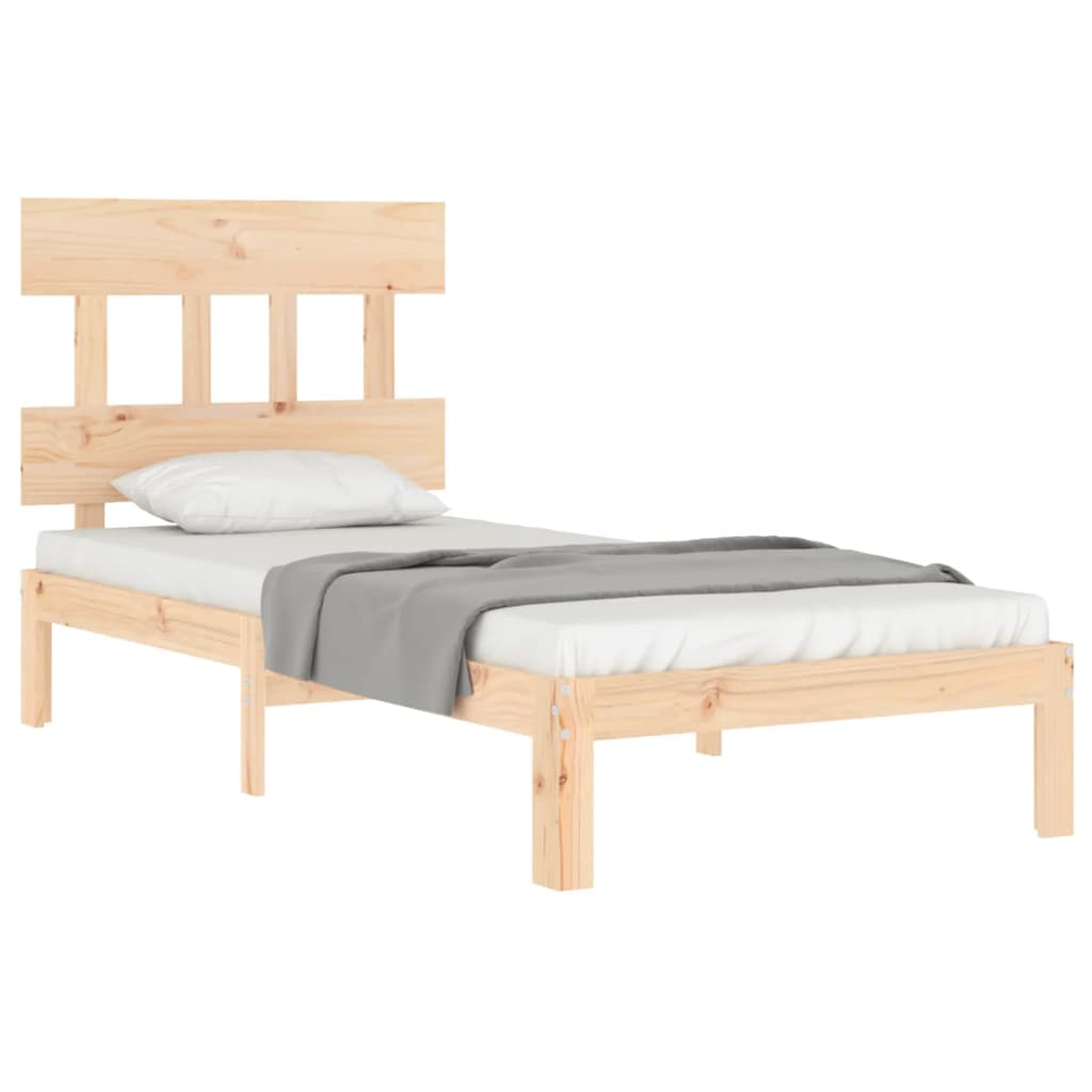 Bed Frame with Headboard Single Solid Wood