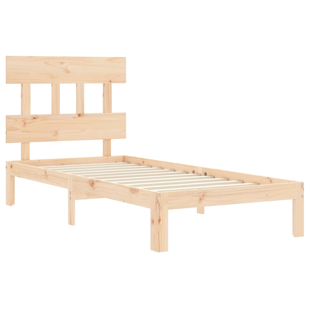 Bed Frame with Headboard Single Solid Wood