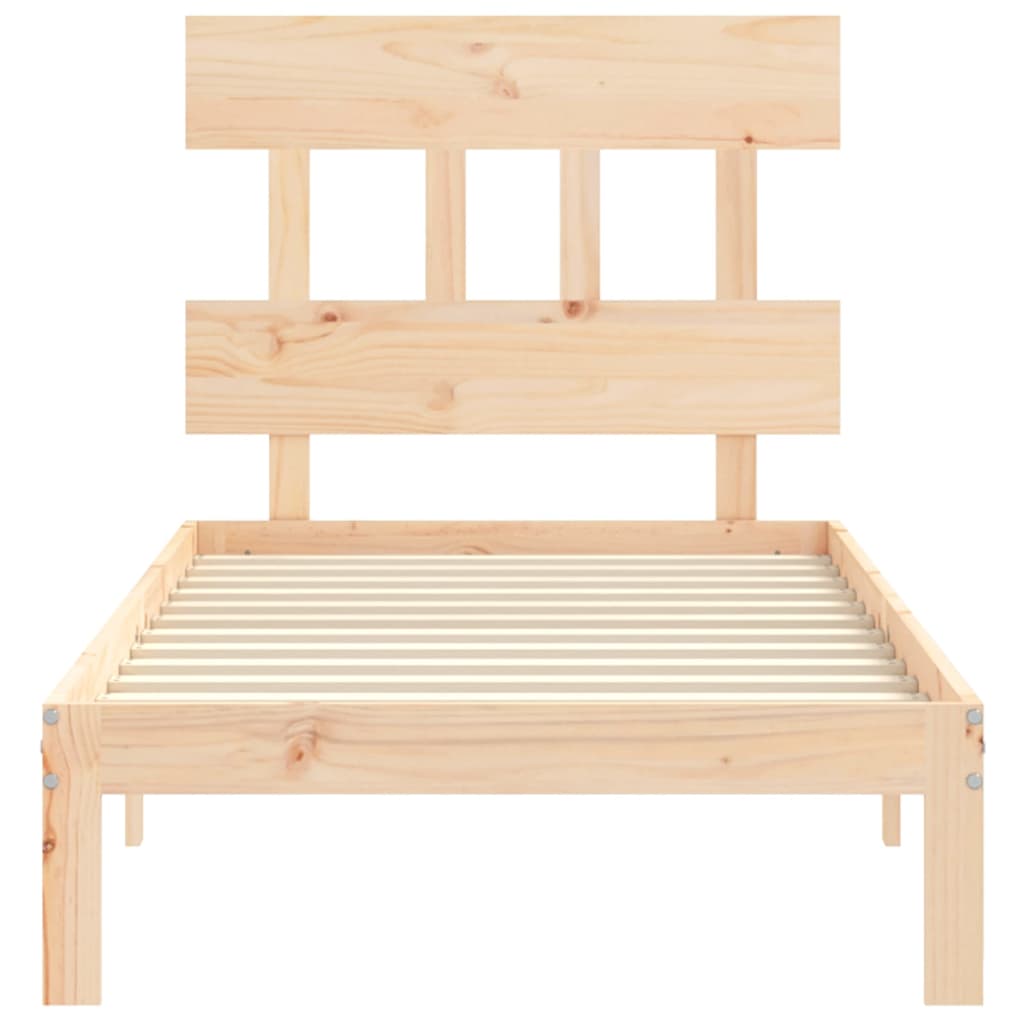 Bed Frame with Headboard Single Solid Wood