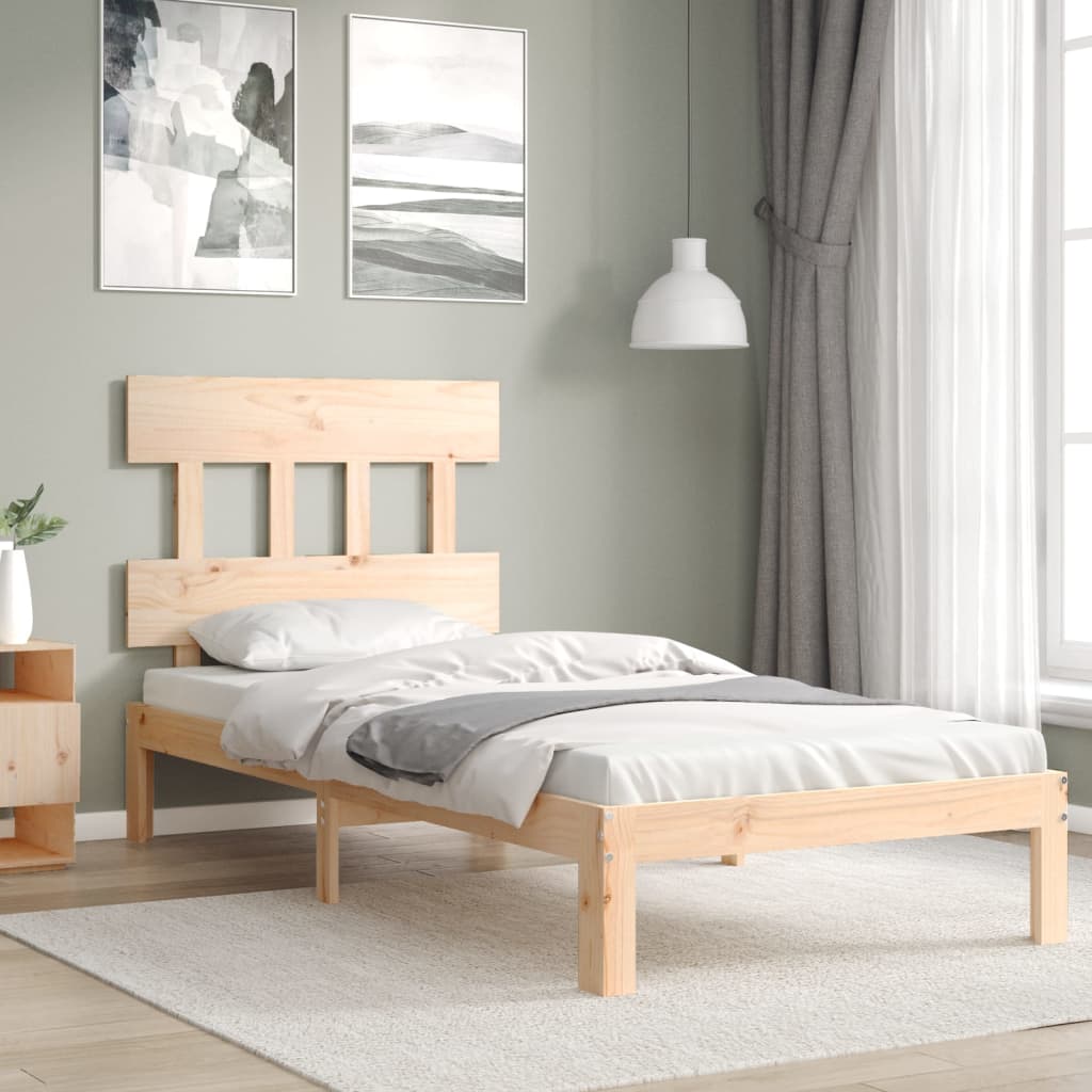 Bed Frame with Headboard Single Solid Wood