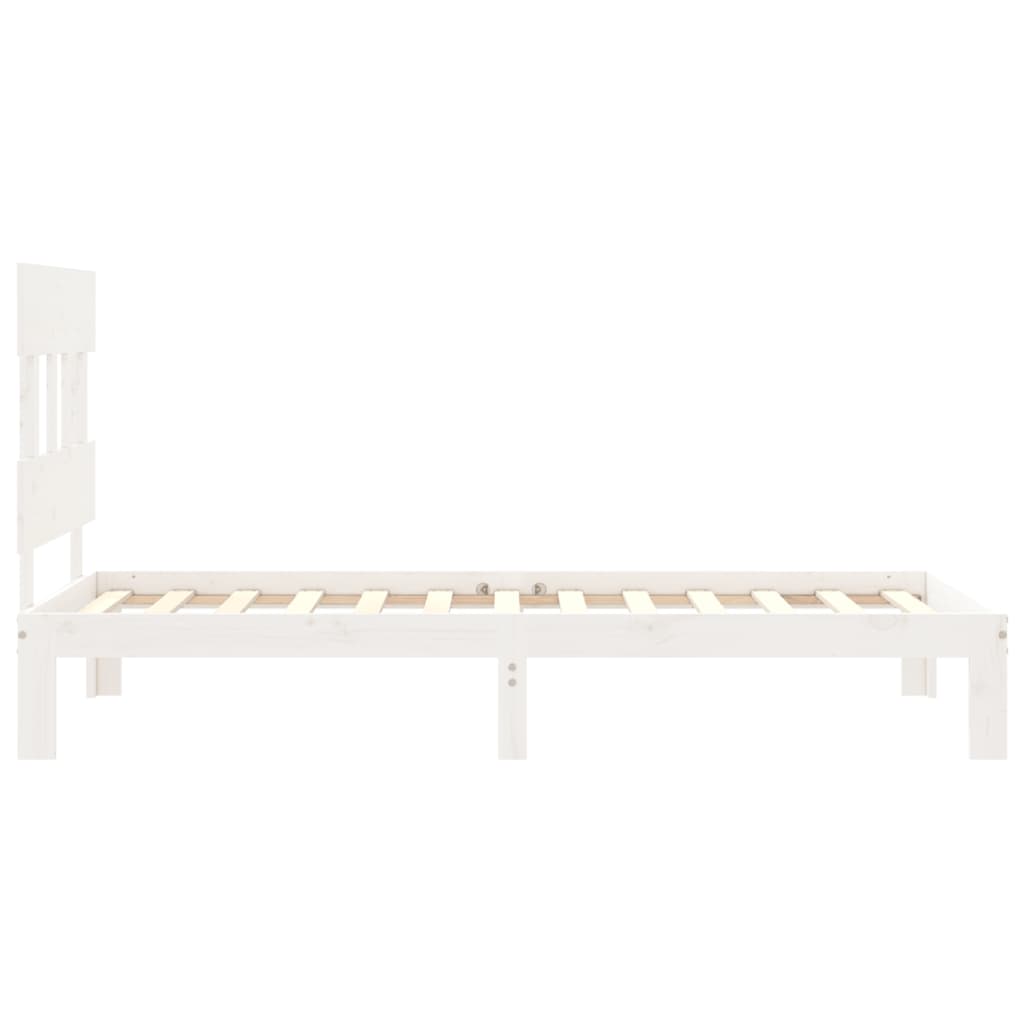 Bed Frame with Headboard White Single Solid Wood