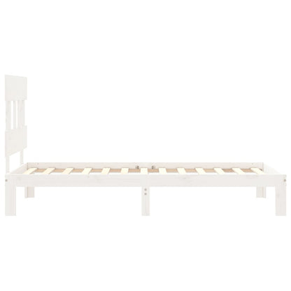 Bed Frame with Headboard White Single Solid Wood