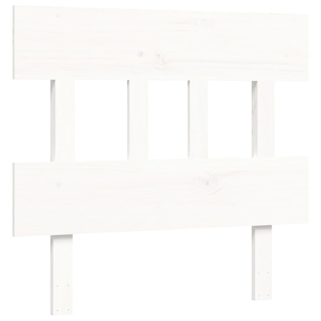 Bed Frame with Headboard White Single Solid Wood