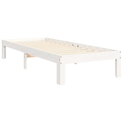 Bed Frame with Headboard White Single Solid Wood