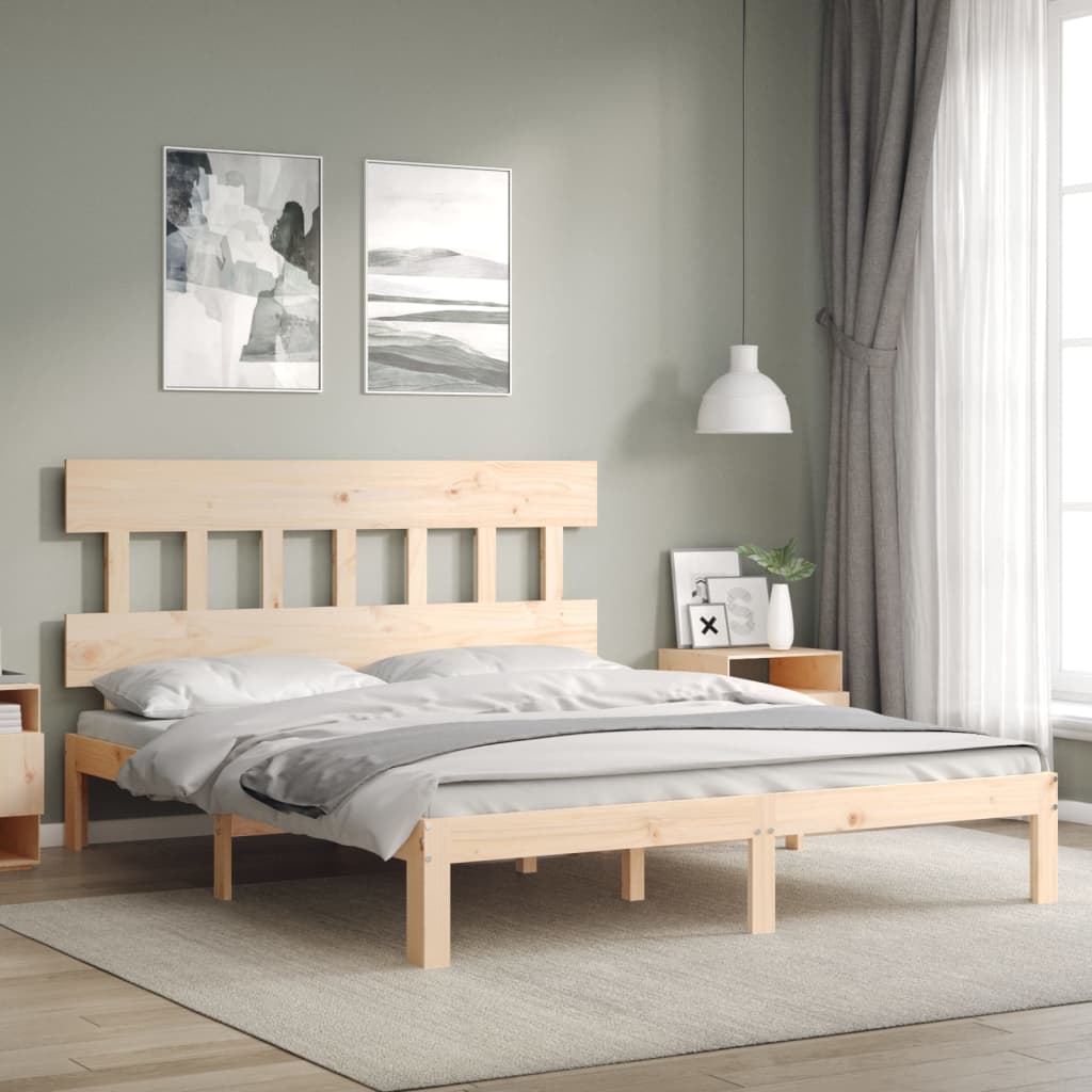 Bed Frame without Mattress King Size Solid Wood Pine