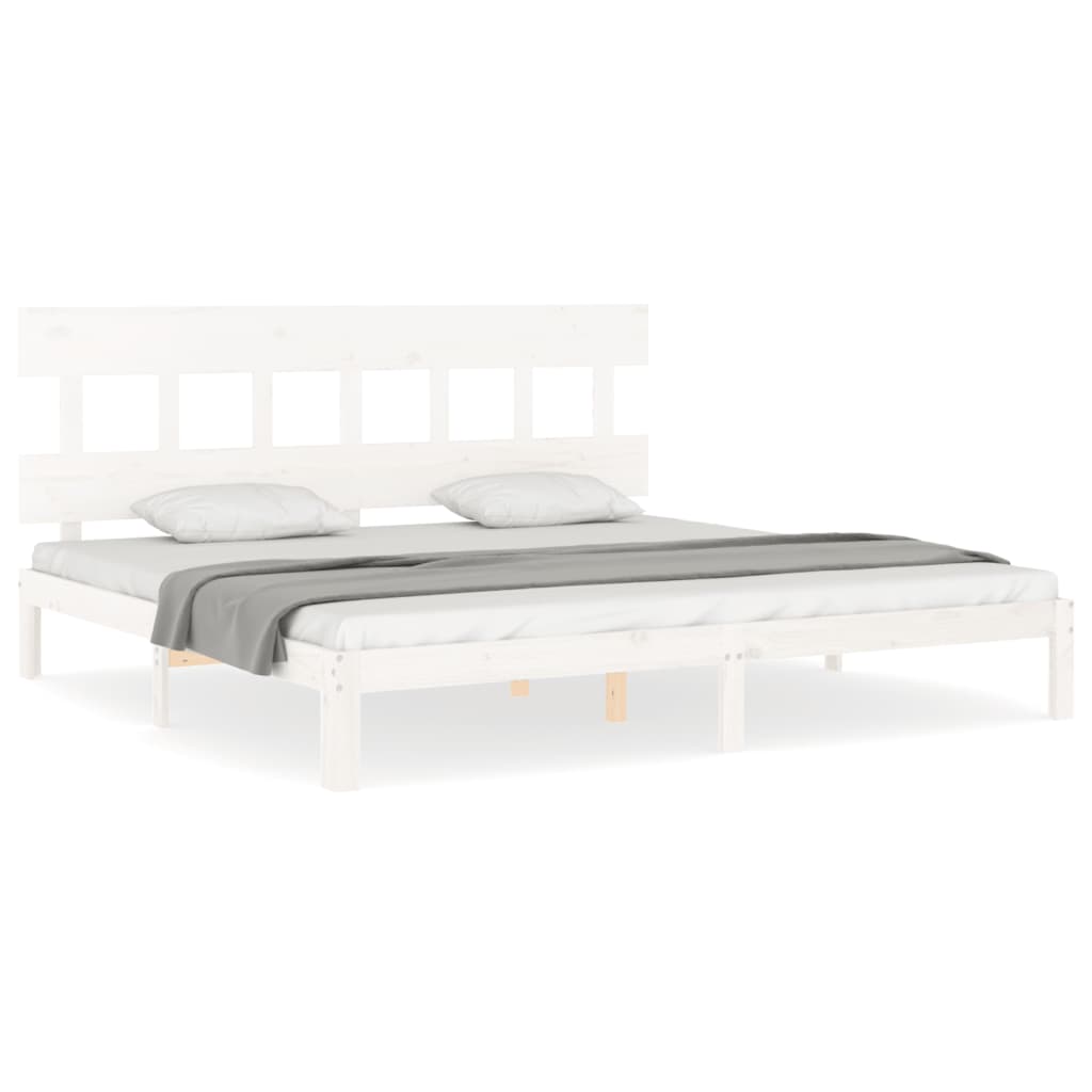 Bed Frame without Mattress White Super King Size Solid Wood Pine