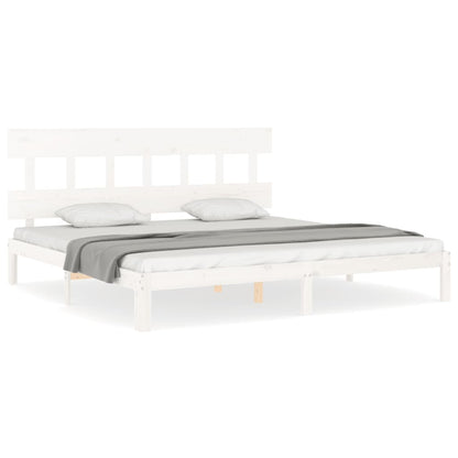 Bed Frame without Mattress White Super King Size Solid Wood Pine