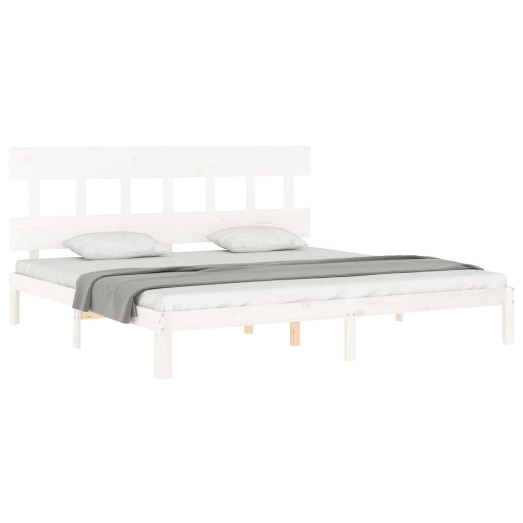 Bed Frame without Mattress White Super King Size Solid Wood Pine