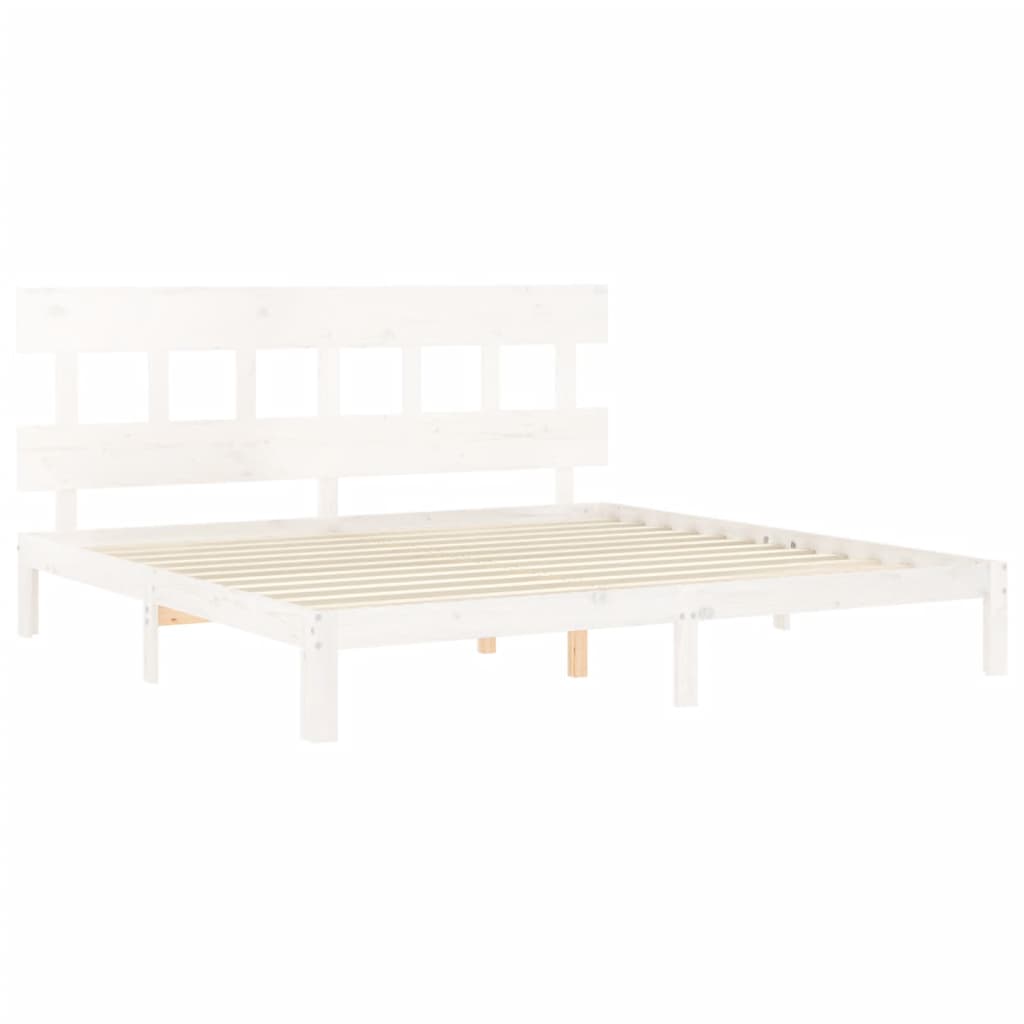 Bed Frame without Mattress White Super King Size Solid Wood Pine