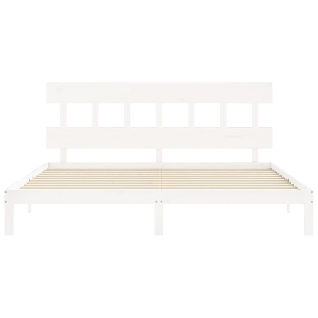 Bed Frame without Mattress White Super King Size Solid Wood Pine