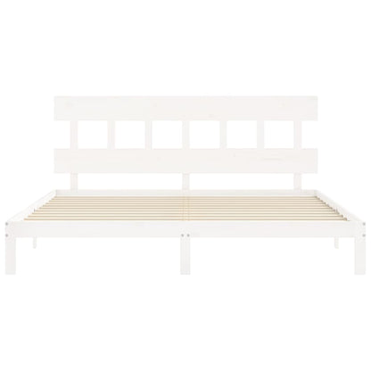 Bed Frame without Mattress White Super King Size Solid Wood Pine