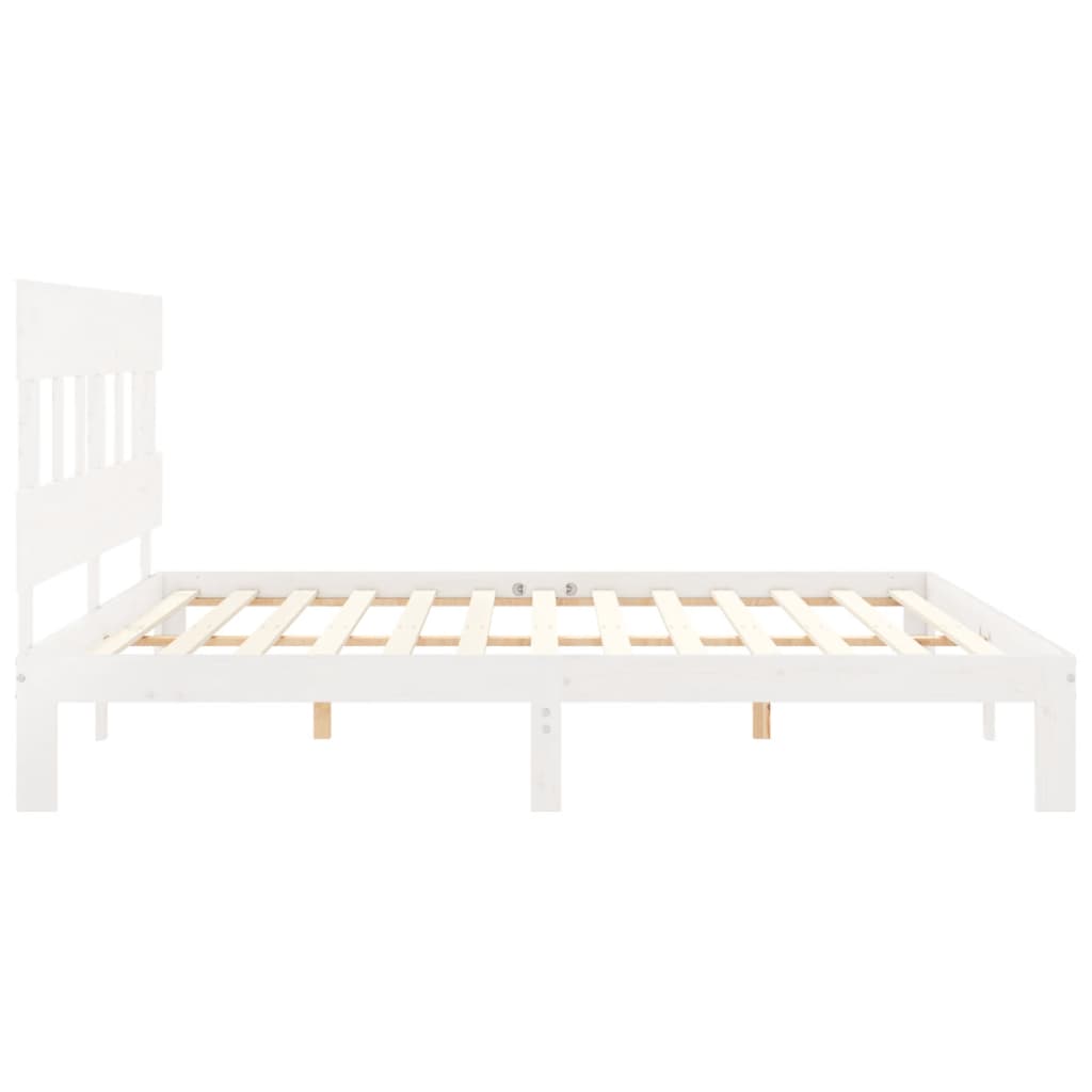 Bed Frame without Mattress White Super King Size Solid Wood Pine