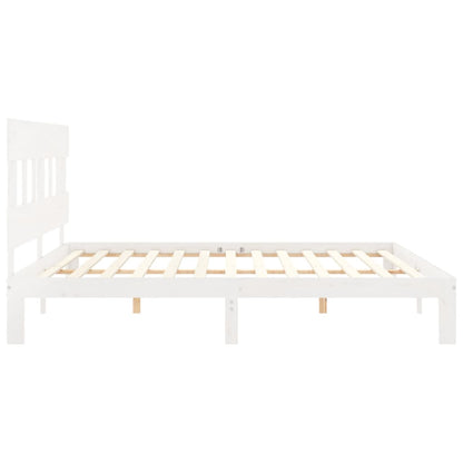 Bed Frame without Mattress White Super King Size Solid Wood Pine