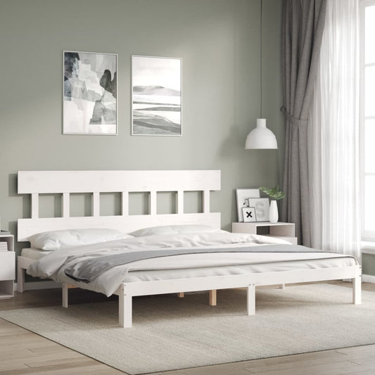 Bed Frame without Mattress White Super King Size Solid Wood Pine