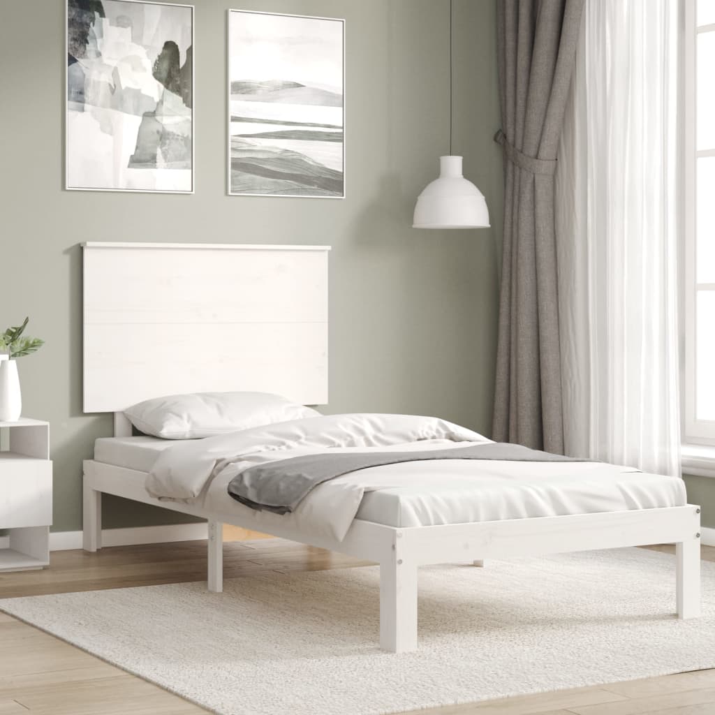 Bed Frame without Mattress White Small Single Solid Wood Pine